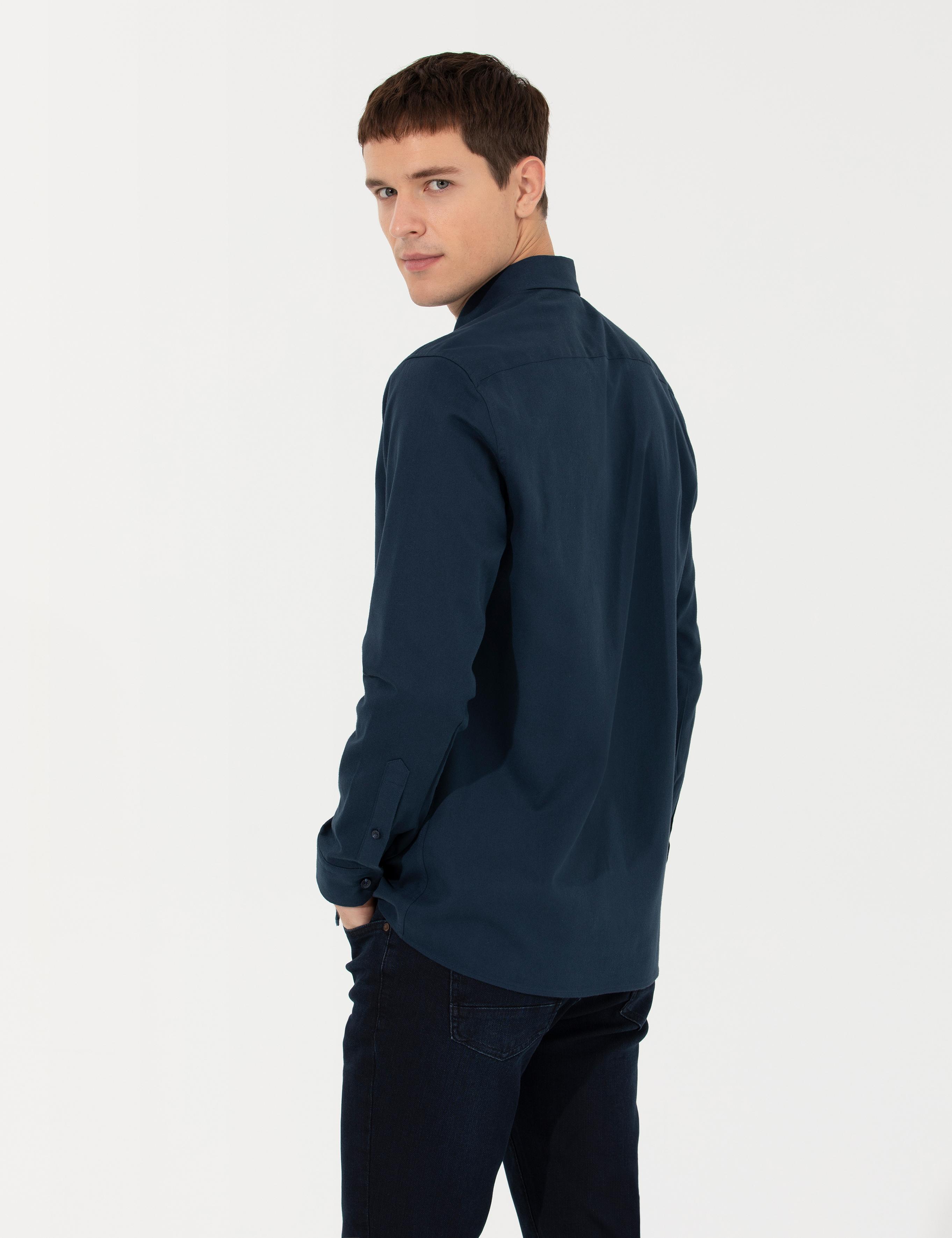 Lacivert Regular Fit Uzun Kollu Gömlek