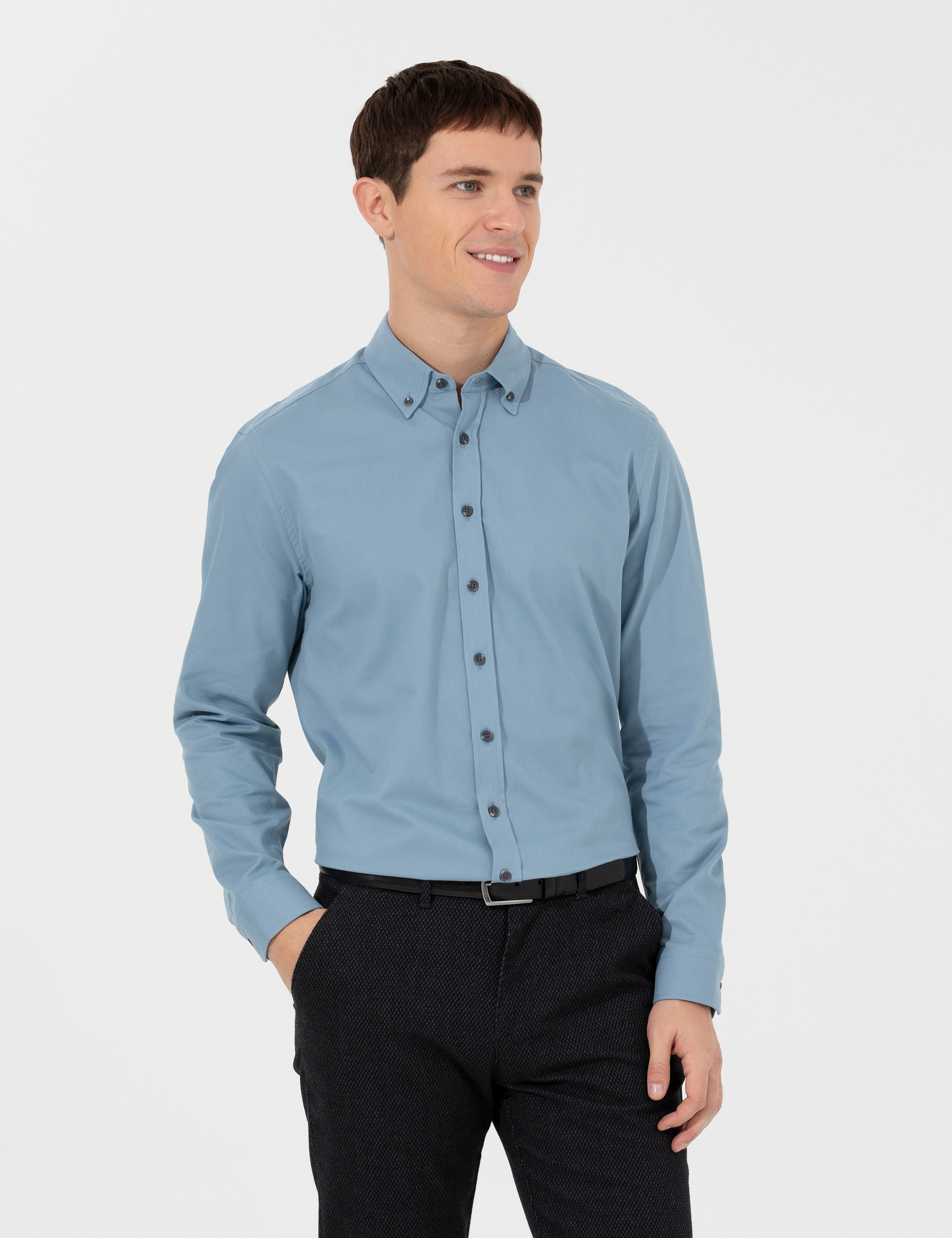 Mavi Regular Fit Uzun Kollu Gömlek - Image 2