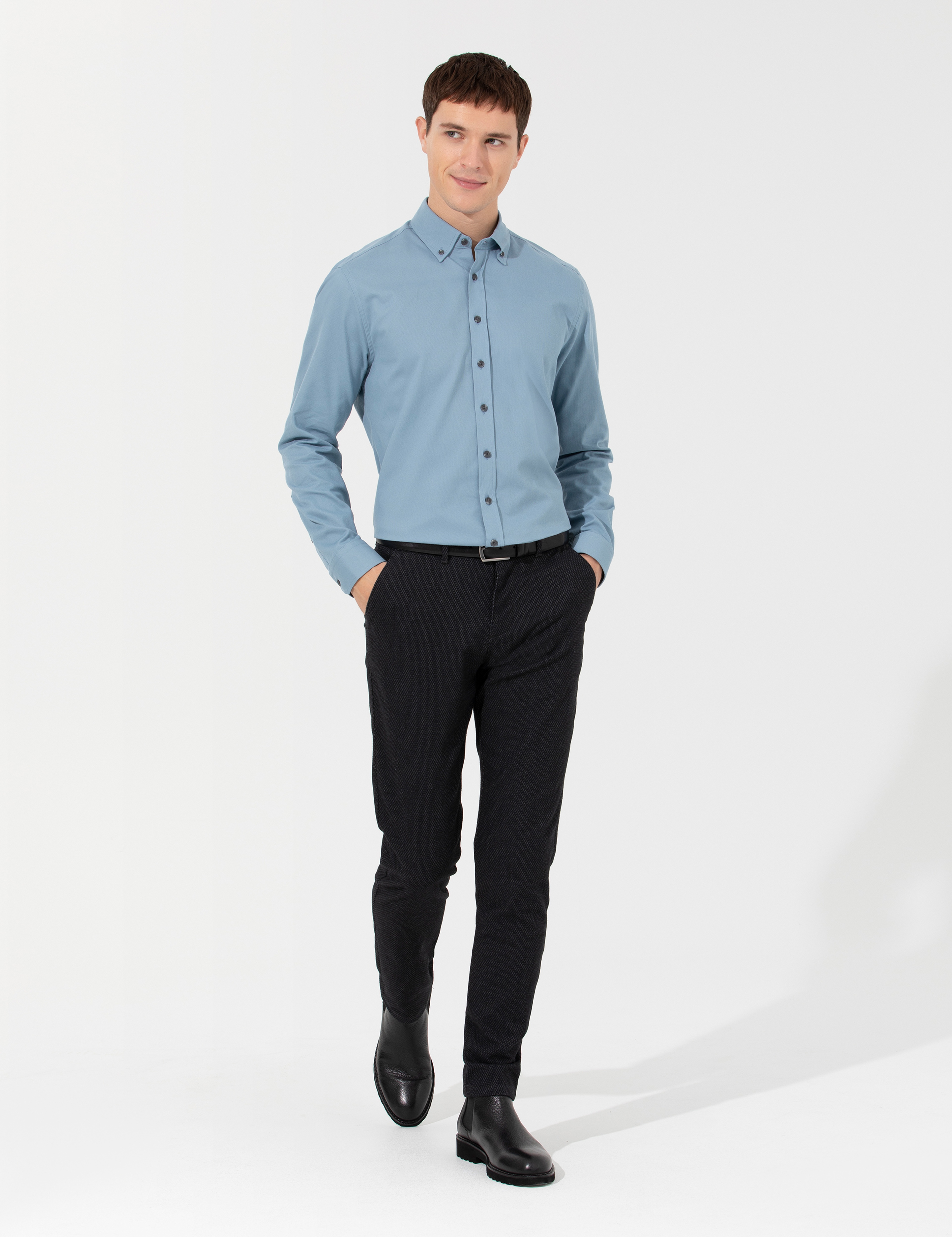 Mavi Regular Fit Uzun Kollu Gömlek - Image 4