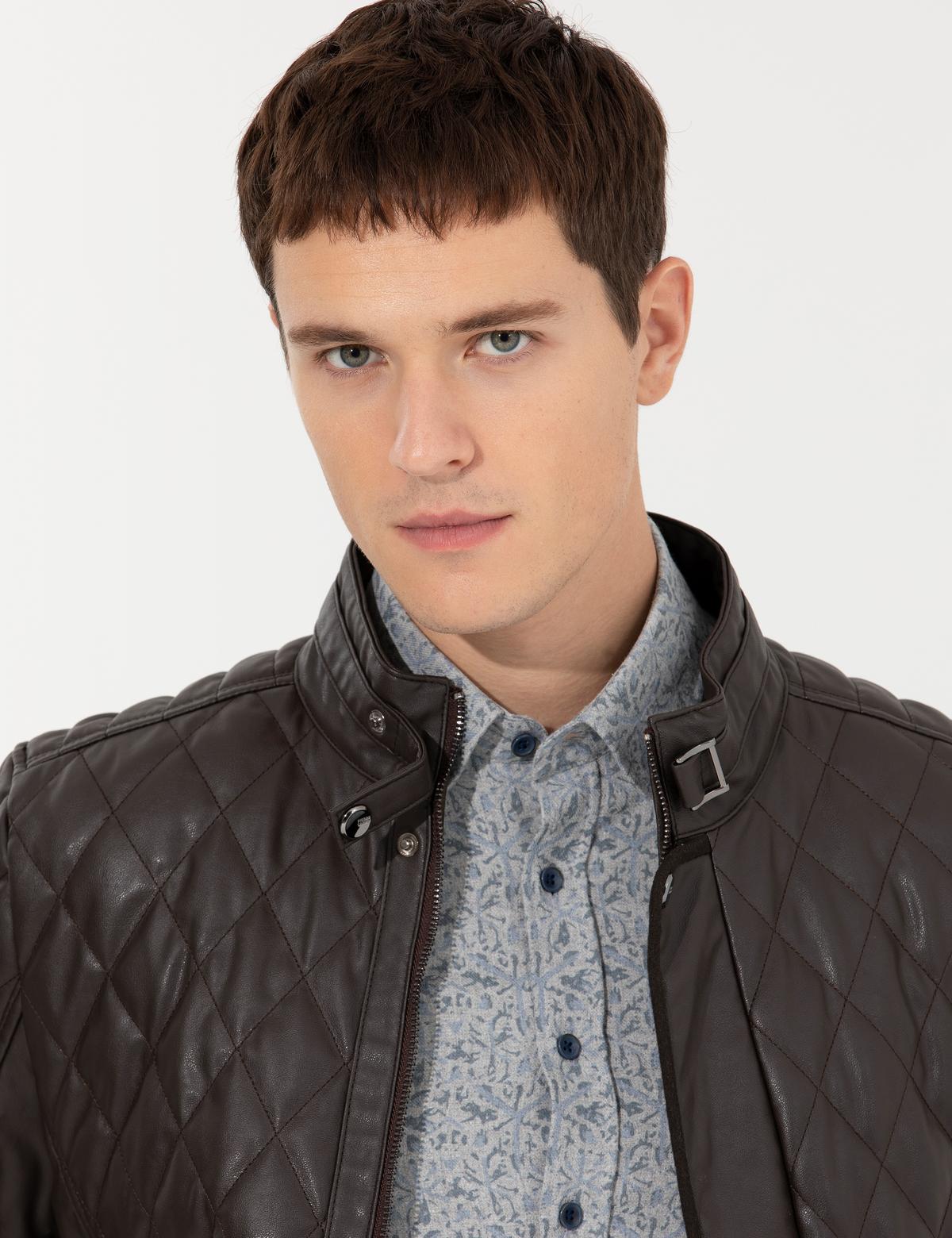 Kahverengi Deri Ceket - 50262424026