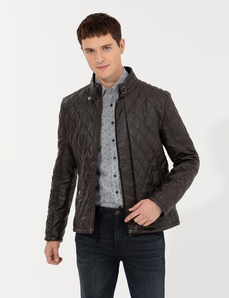 Kahverengi Deri Ceket - 50262424026