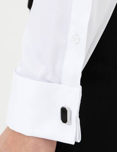 Beyaz Slim Fit Smokin Gömlek