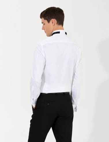 Beyaz Slim Fit Smokin Gömlek