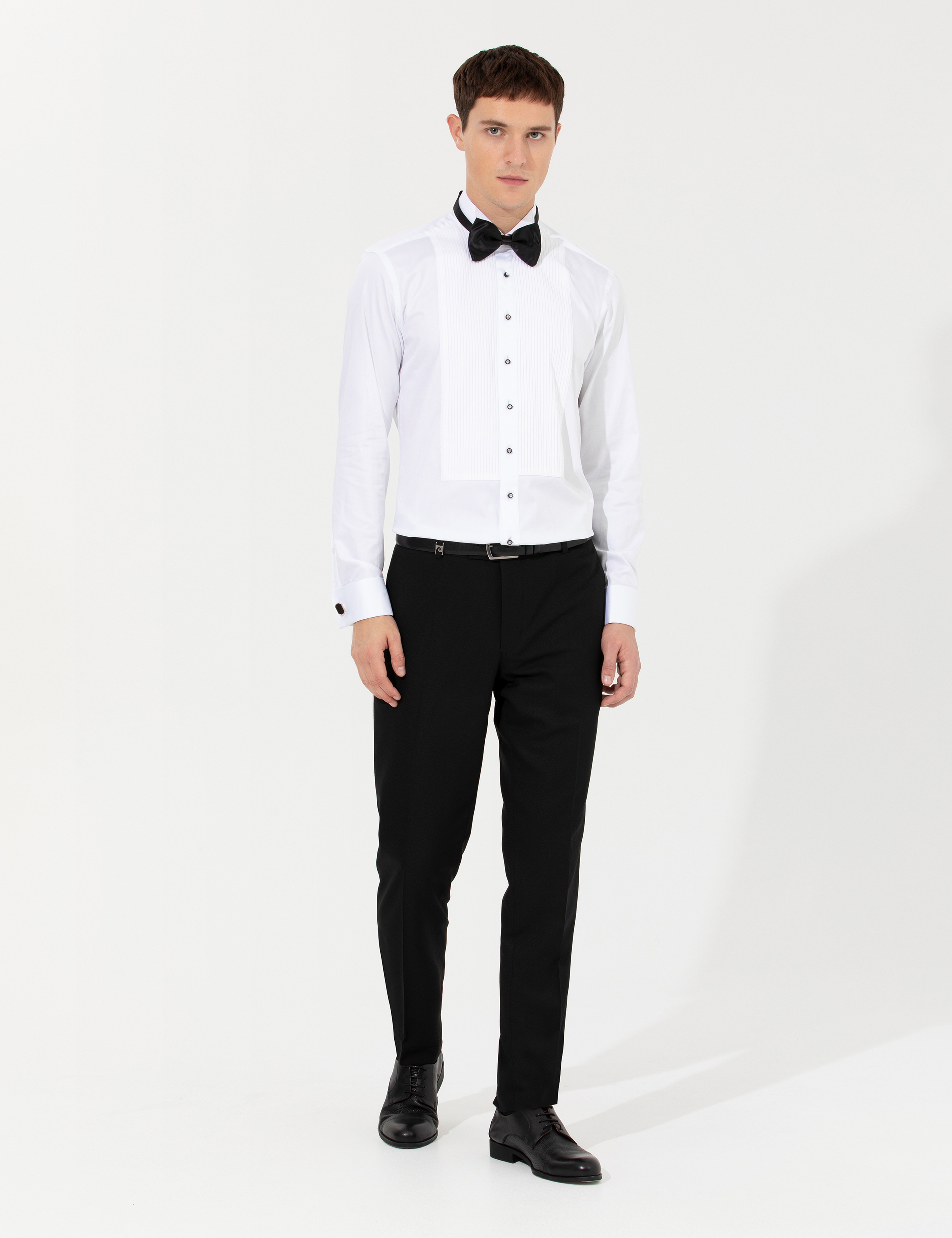 Beyaz Slim Fit Smokin Gömlek - Image 4