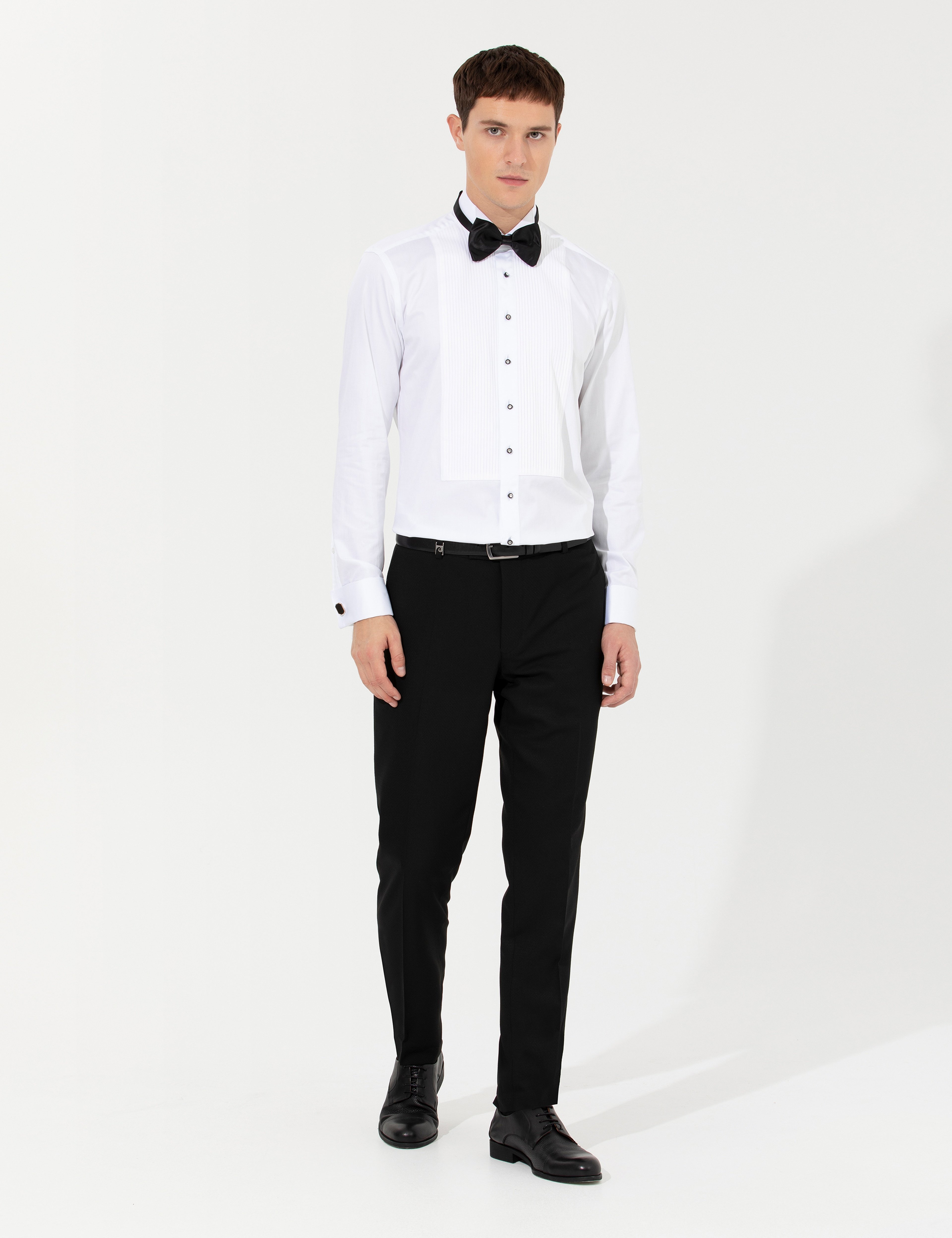 Beyaz Slim Fit Smokin Gömlek