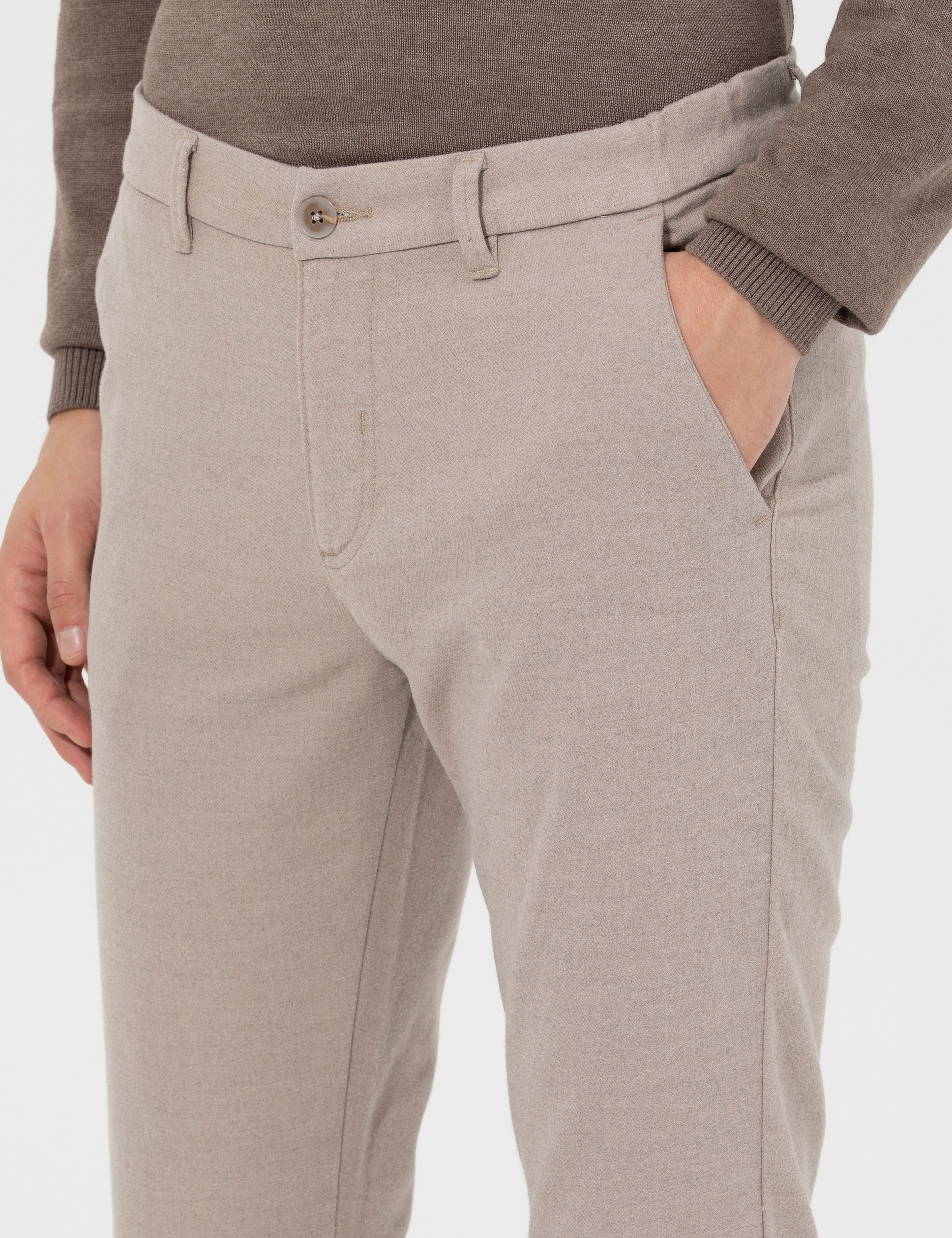 Bej Slim Fit Kanvas Pantolon - Image 6