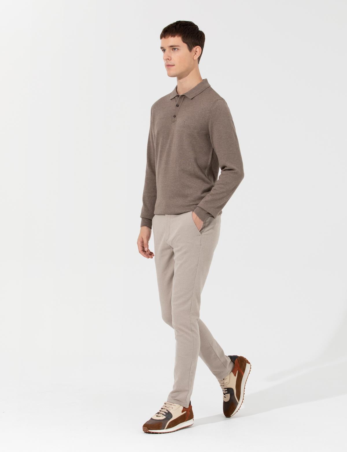 Bej Slim Fit Kanvas Pantolon - 50259756148