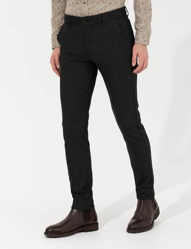 Siyah Slim Fit Kanvas Pantolon
