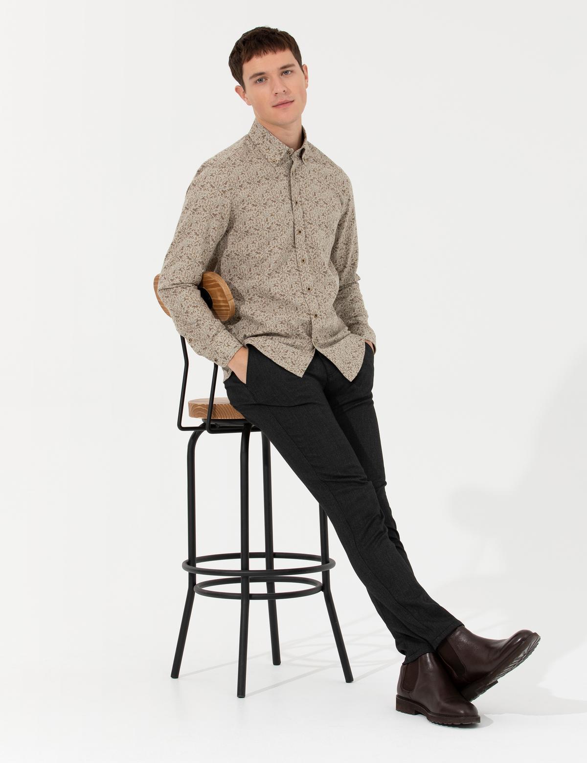 Siyah Slim Fit Kanvas Pantolon