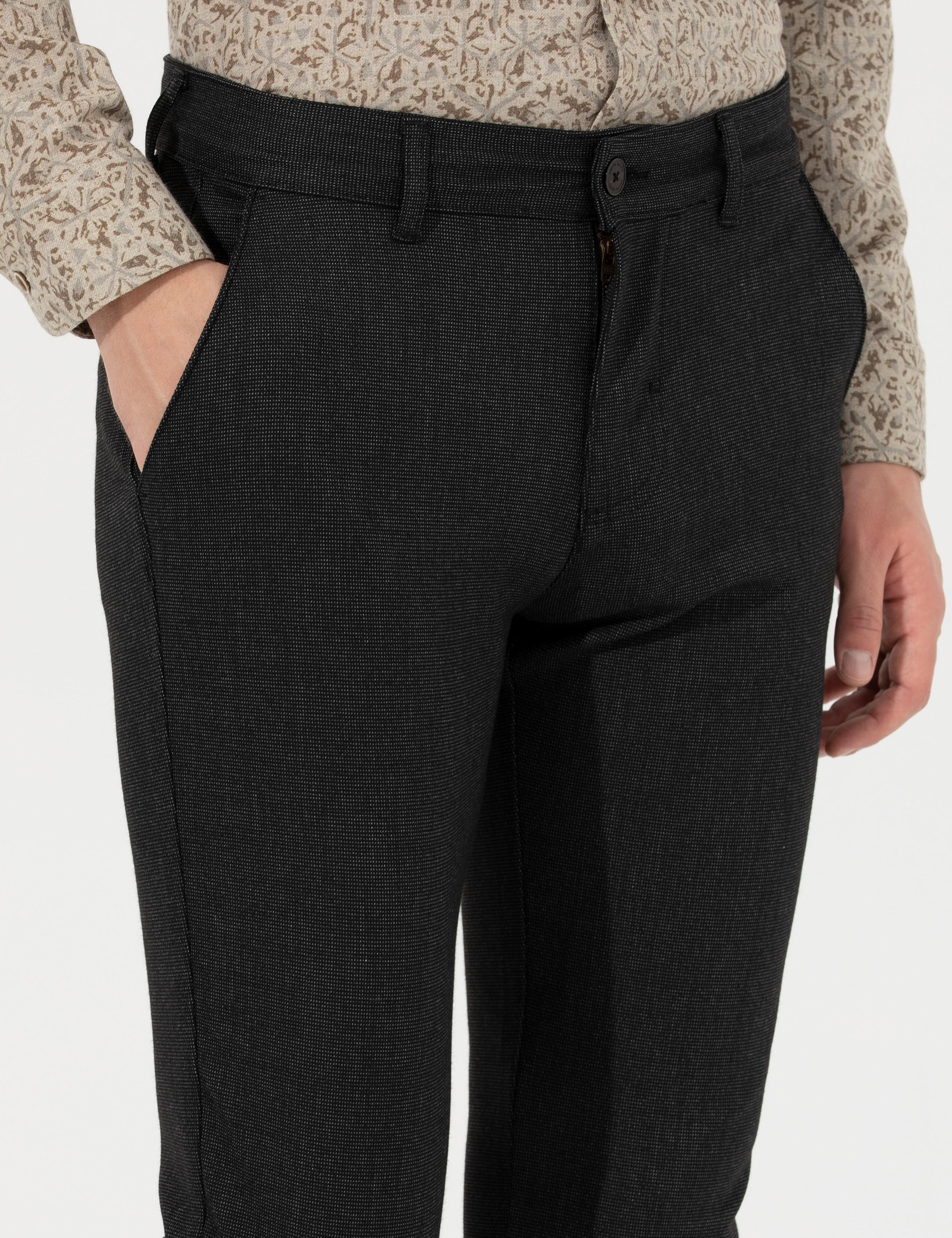 Siyah Slim Fit Kanvas Pantolon