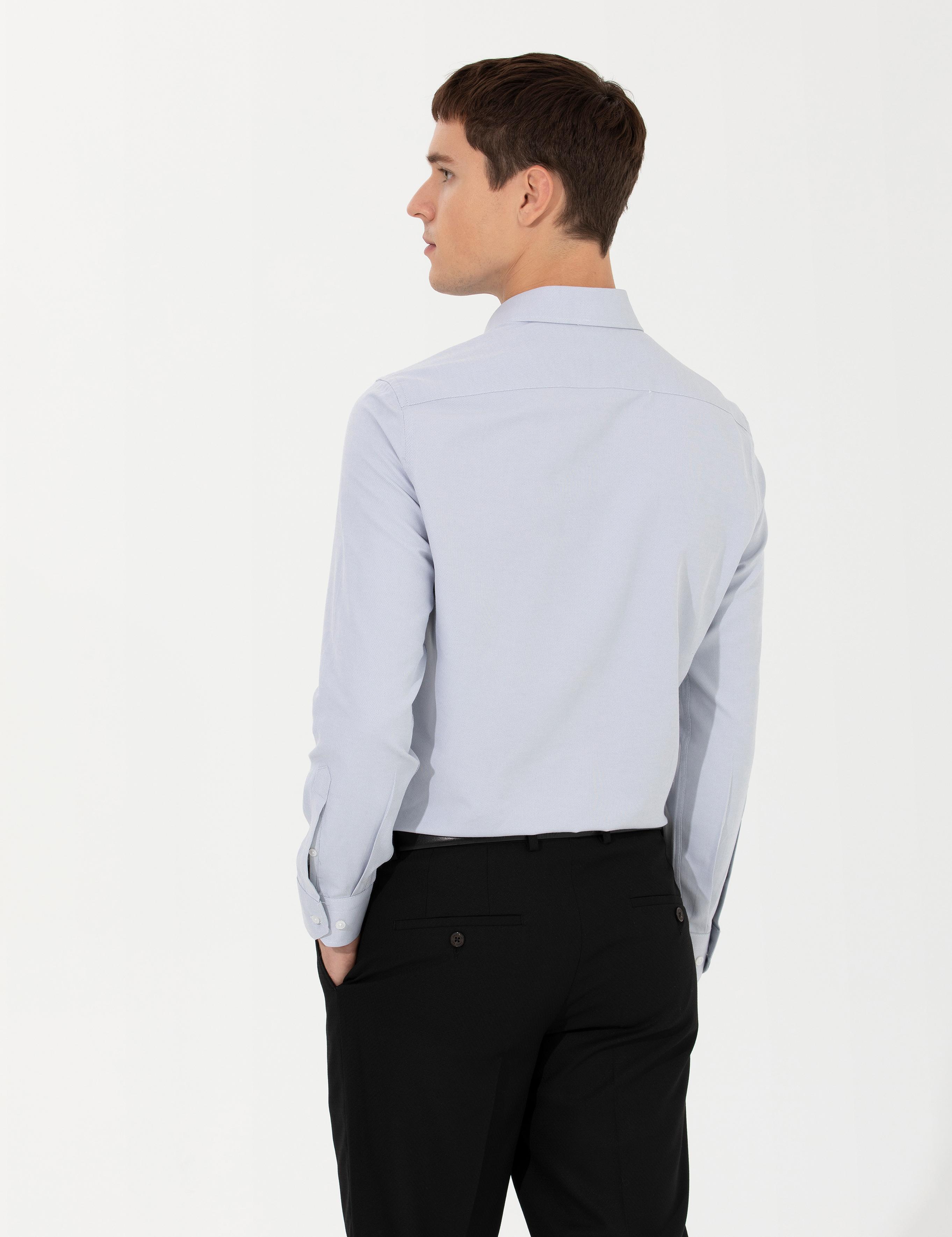 Gri Slim Fit Oxford Gömlek