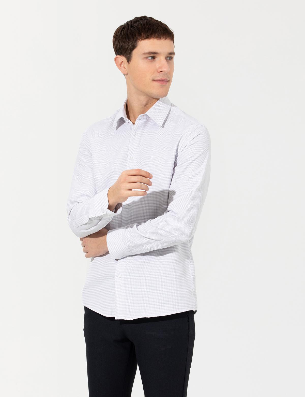 Gri Slim Fit Uzun Kollu Gömlek