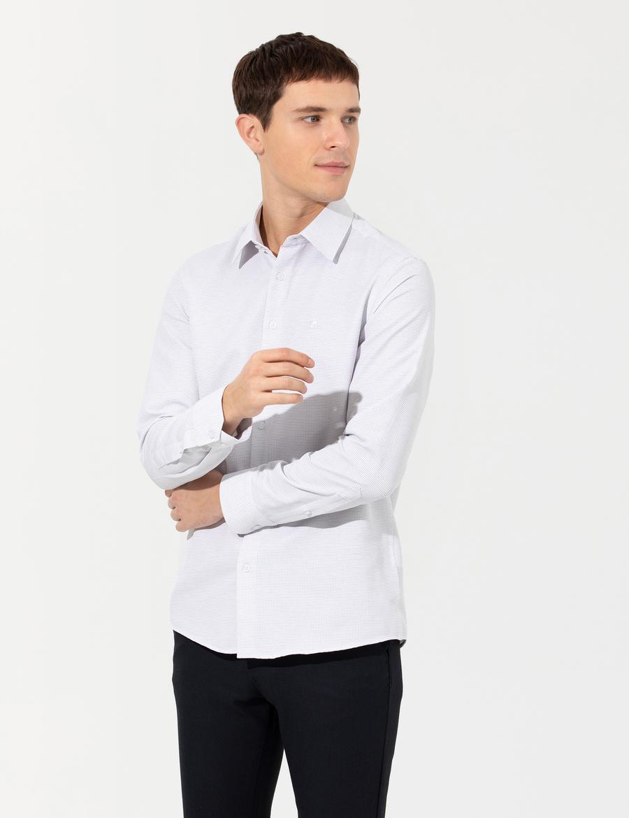 Gri Slim Fit Uzun Kollu Gömlek