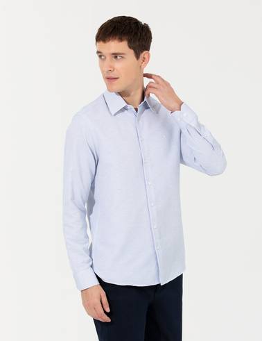 Mavi Slim Fit Uzun Kollu Gömlek