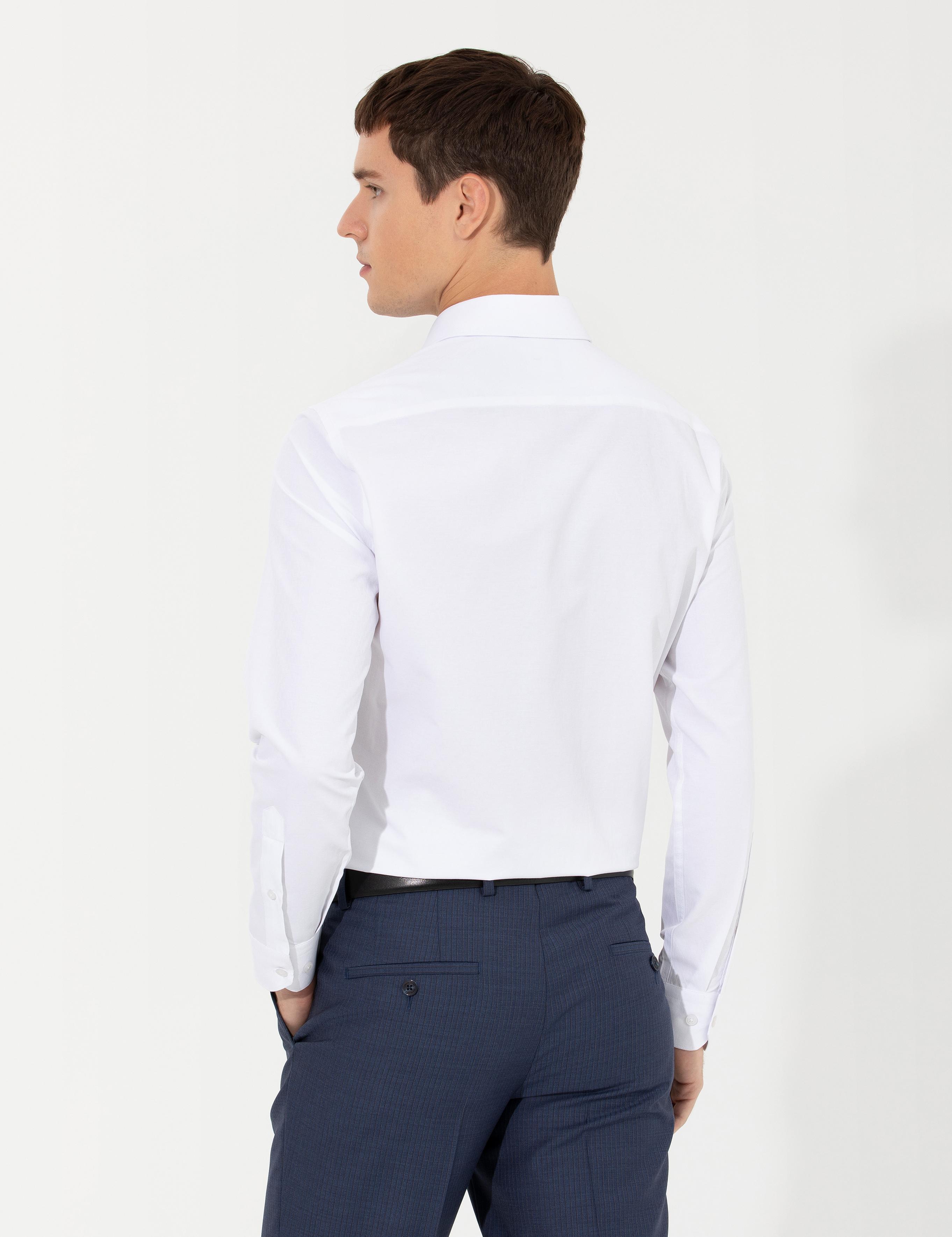 Beyaz Slim Fit Uzun Kollu Gömlek