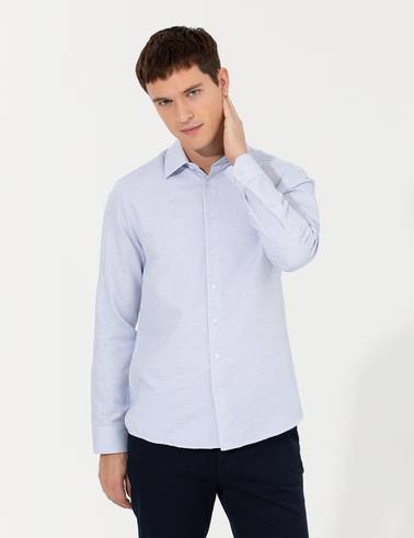Mavi Slim Fit Uzun Kollu Gömlek
