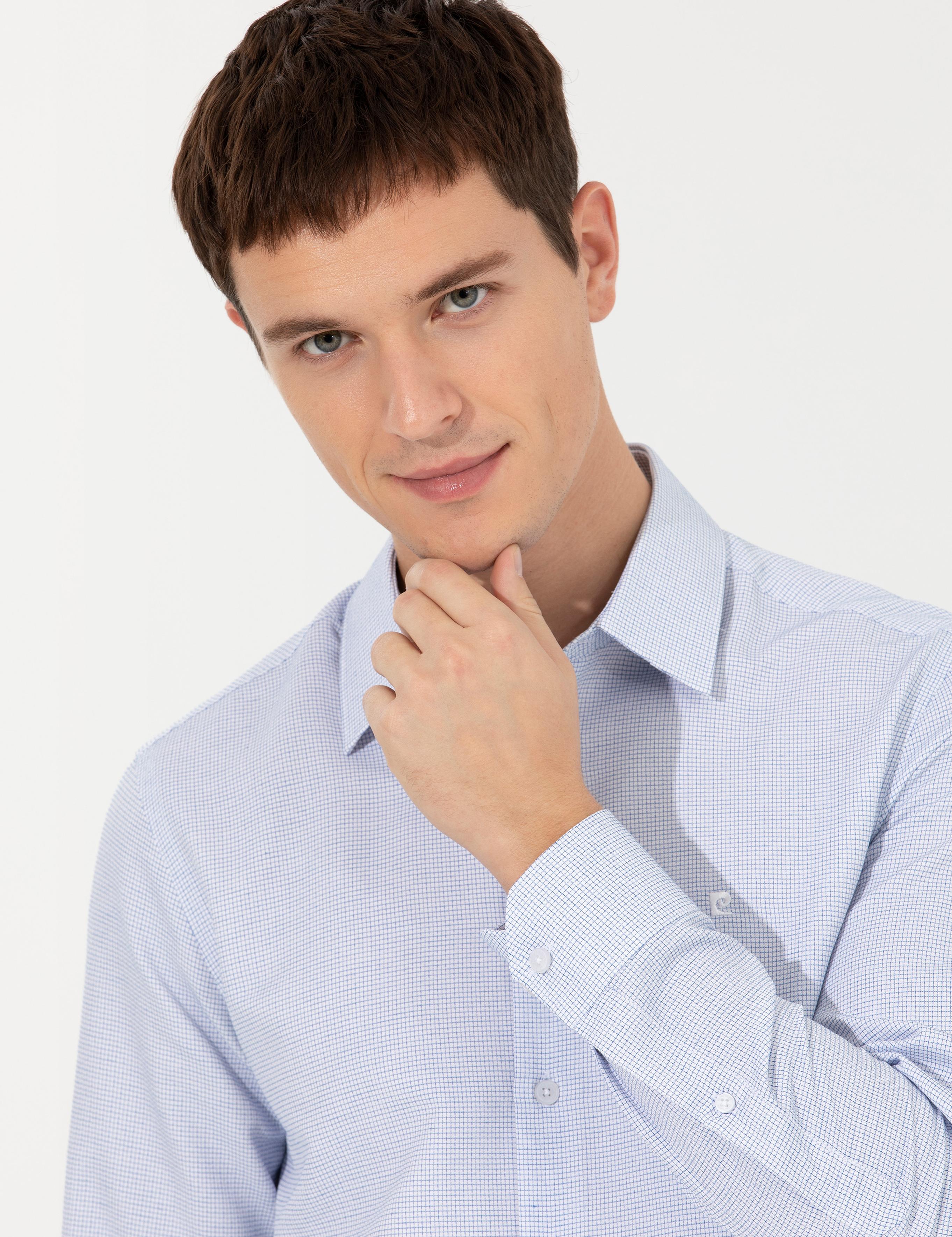 Mavi Slim Fit Uzun Kollu Gömlek