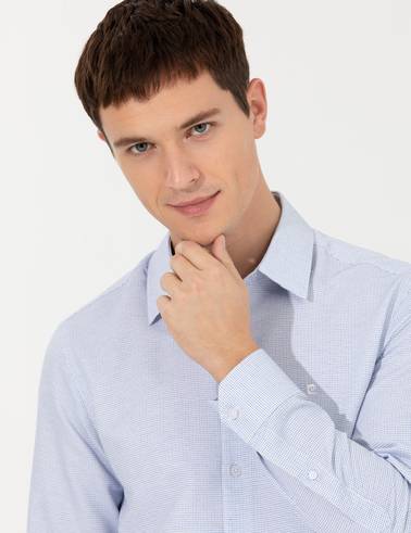 Mavi Slim Fit Uzun Kollu Gömlek