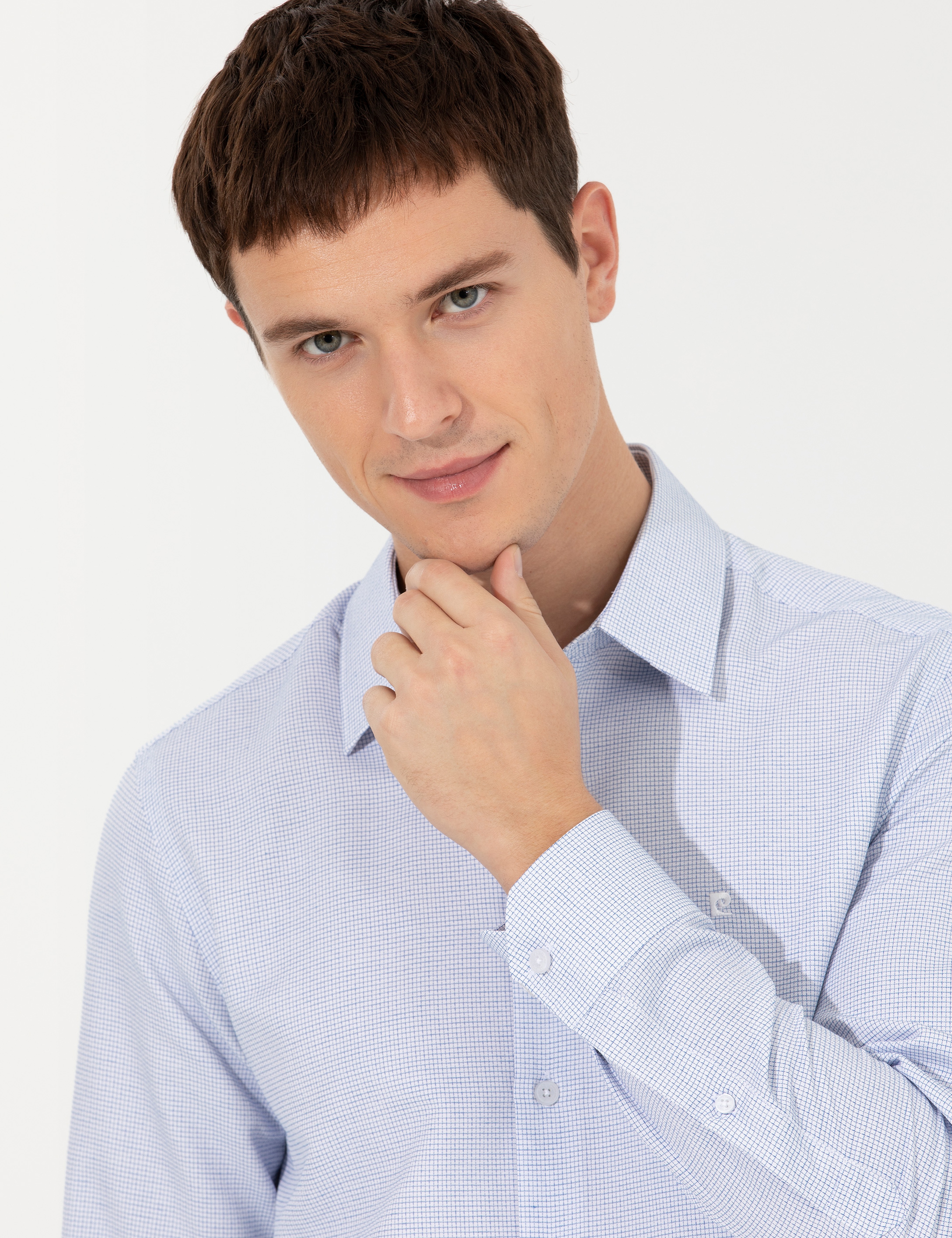 Mavi Slim Fit Uzun Kollu Gömlek - Image 1