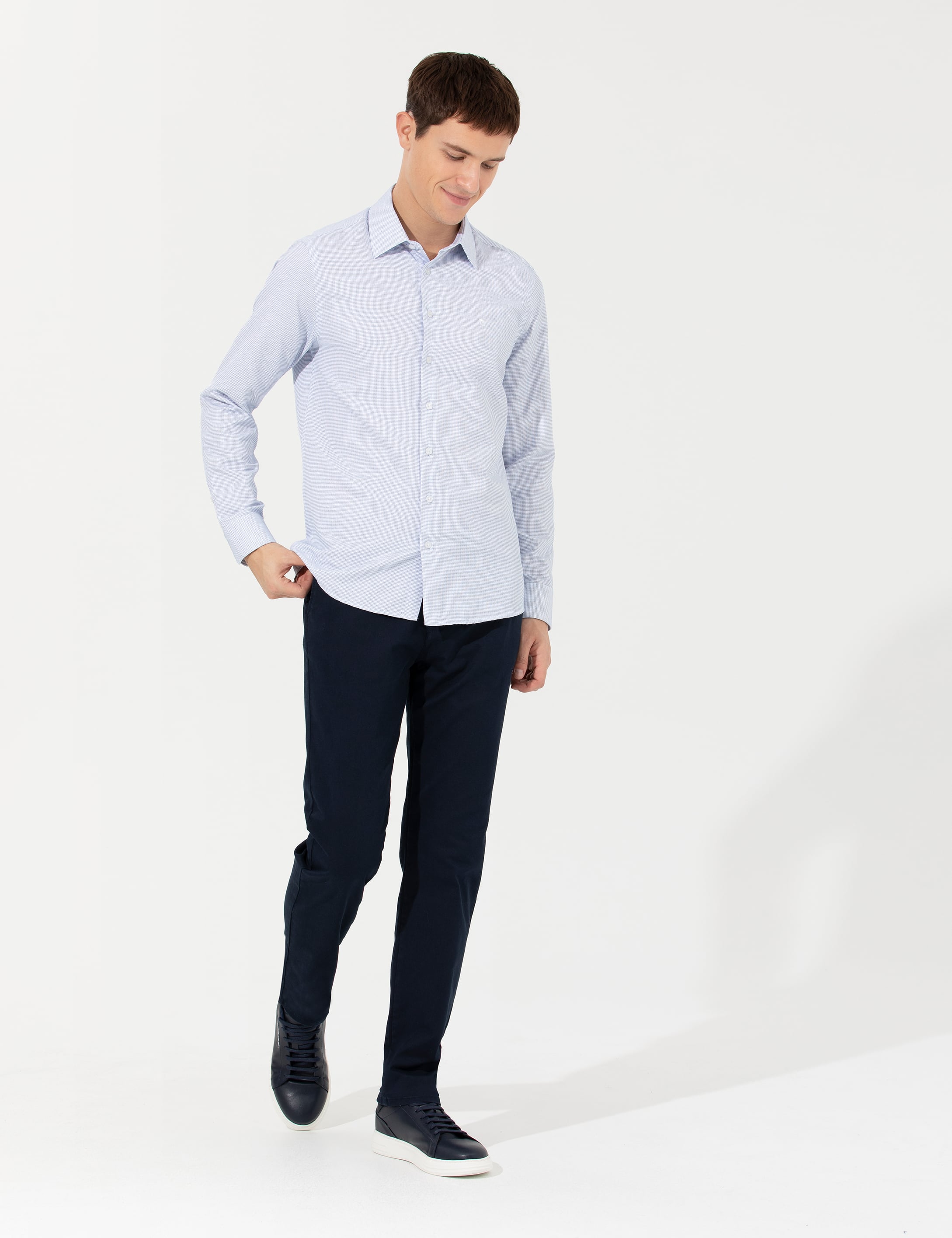 Pierre Cardin Mavi Slim Fit Uzun Kollu Gömlek görsel 4