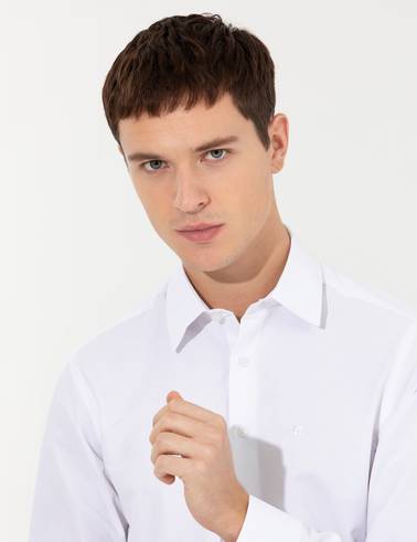 Beyaz Slim Fit Uzun Kollu Gömlek