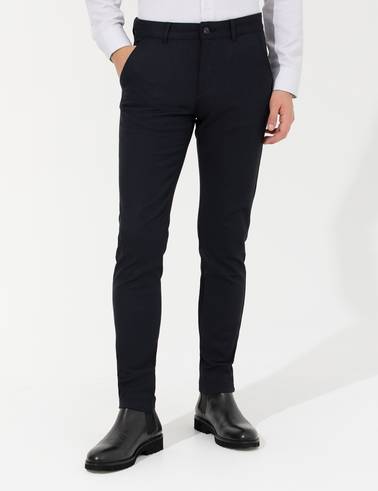 Lacivert Slim Fit Kanvas Pantolon