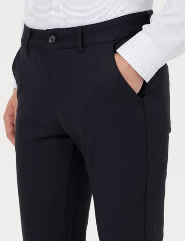Lacivert Slim Fit Kanvas Pantolon