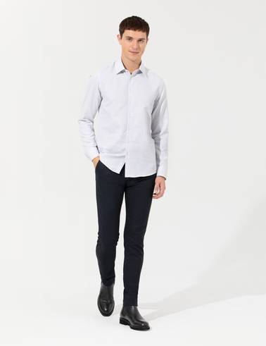 Lacivert Slim Fit Kanvas Pantolon