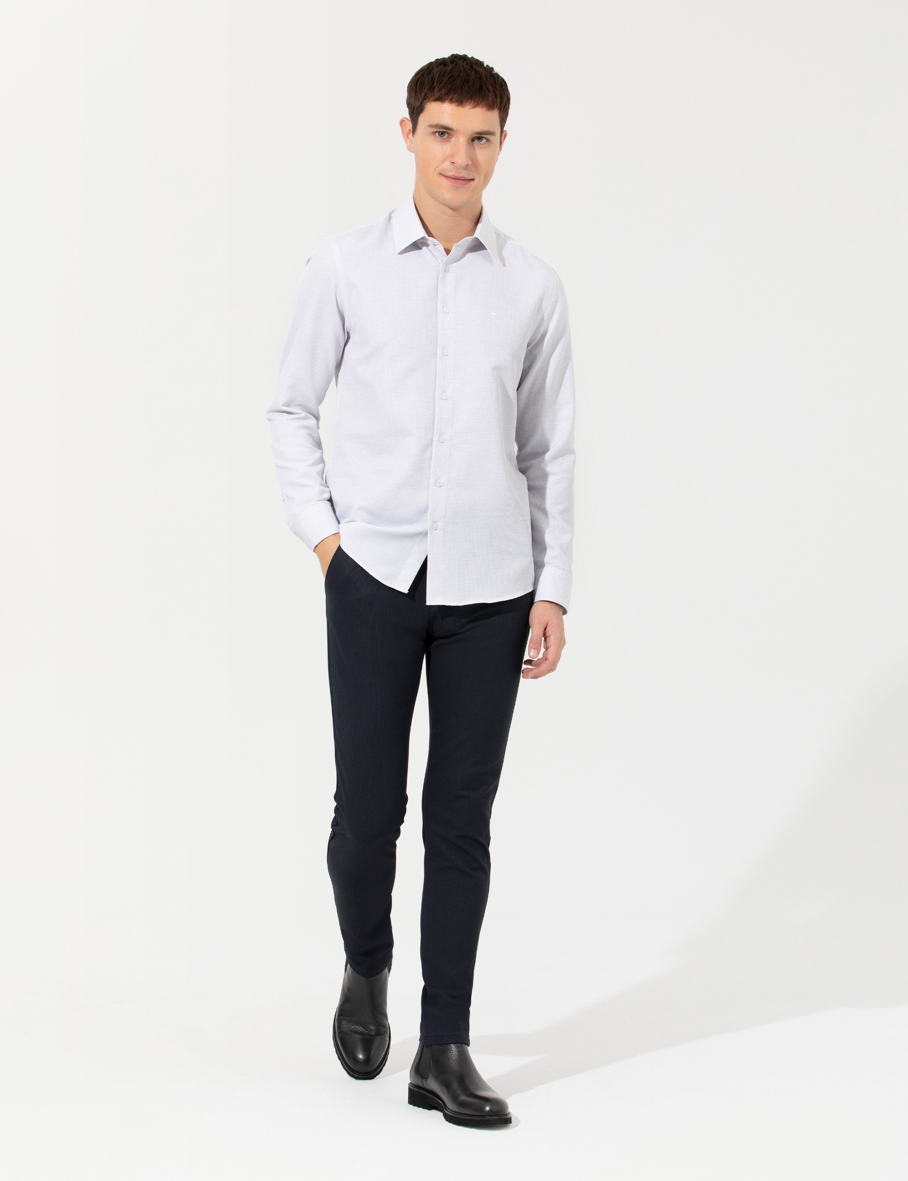 Lacivert Slim Fit Kanvas Pantolon - Image 3