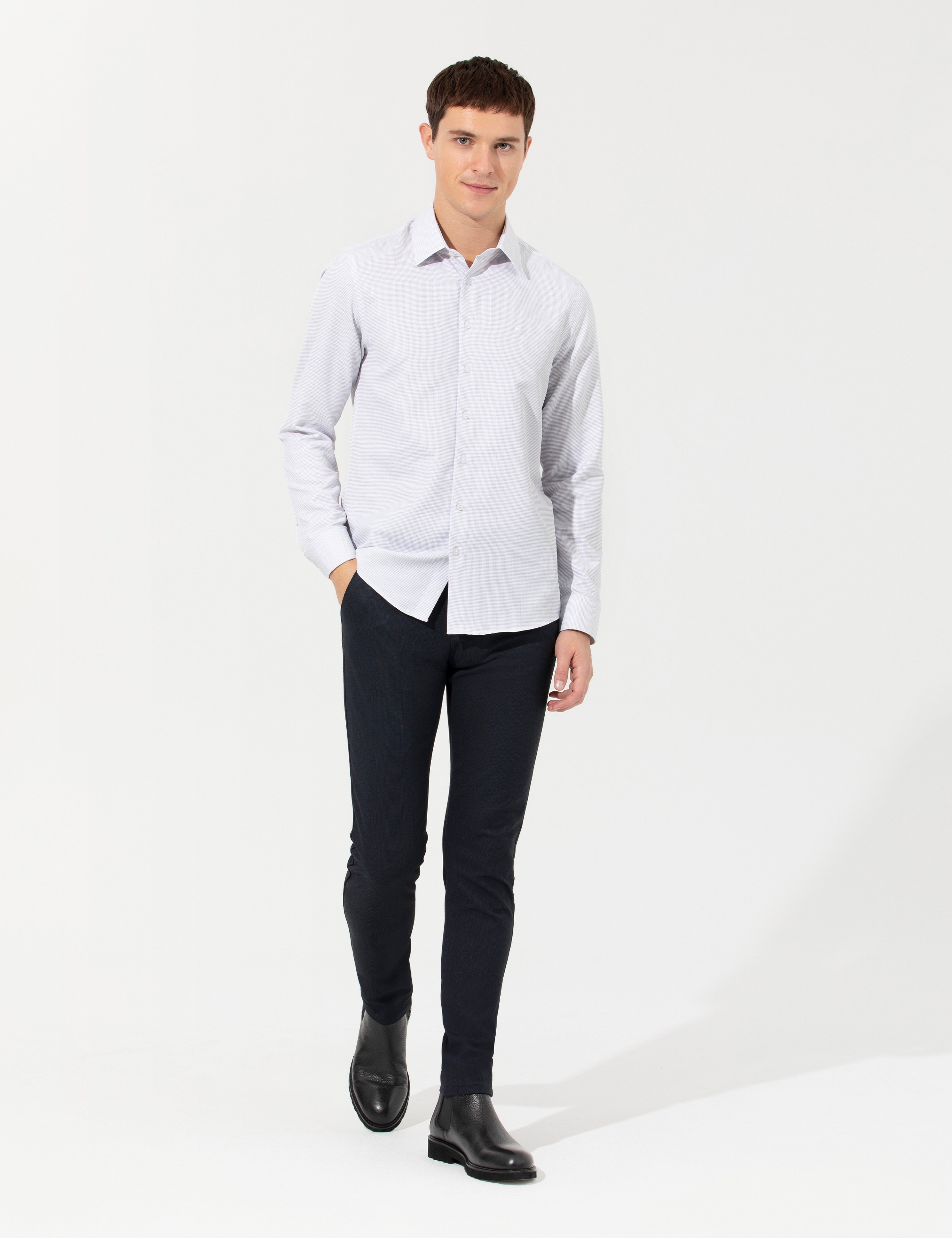 Lacivert Slim Fit Kanvas Pantolon
