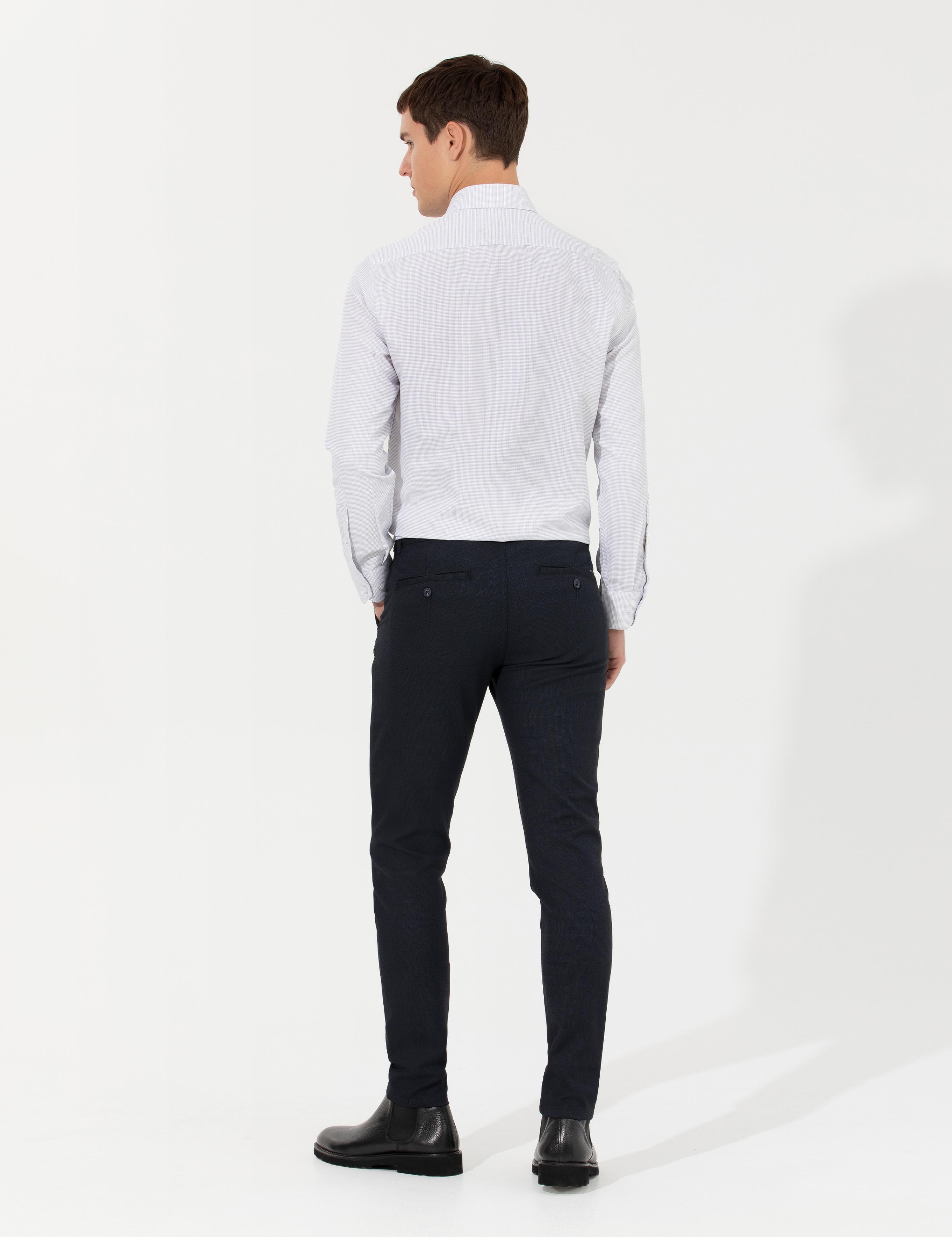 Lacivert Slim Fit Kanvas Pantolon
