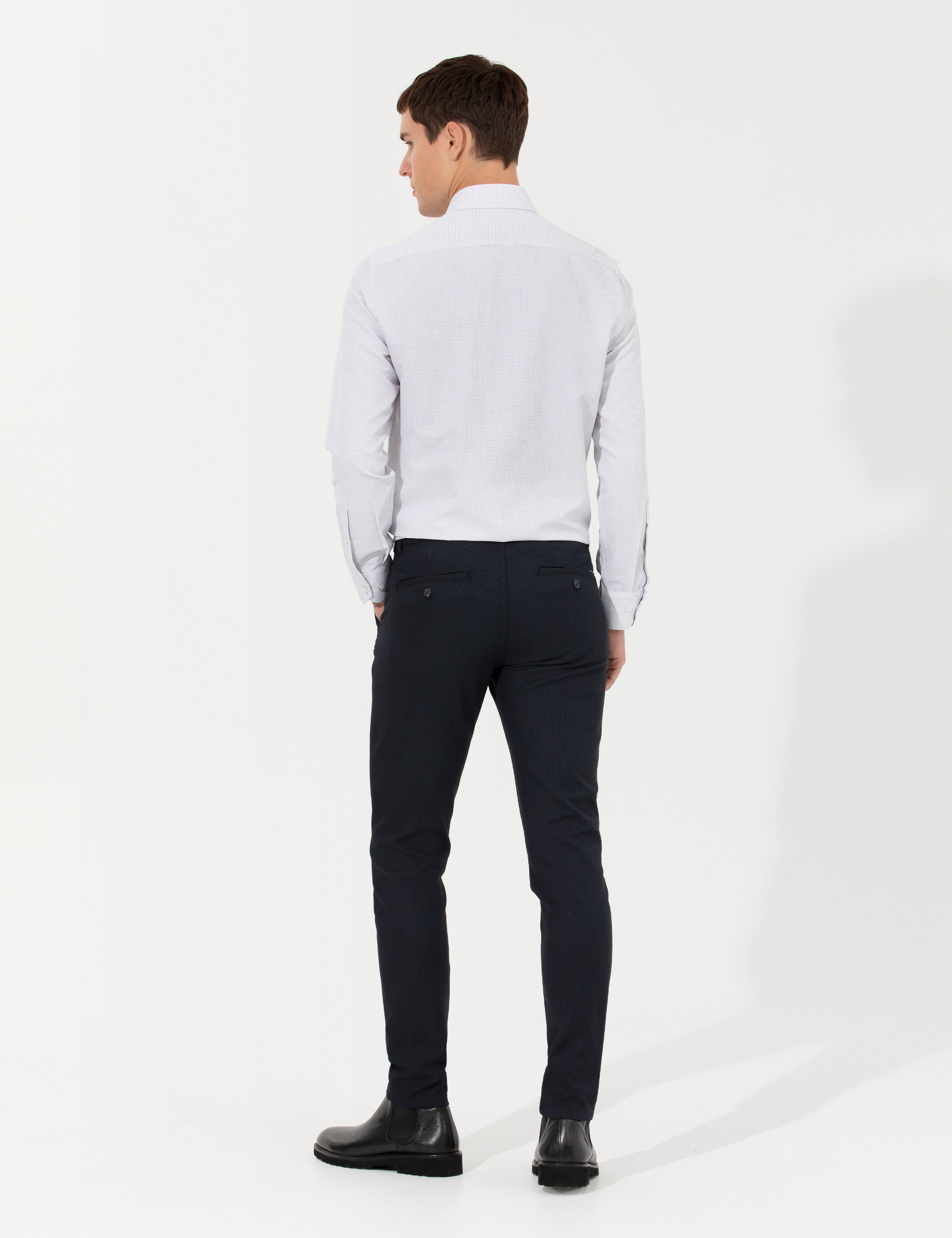 Lacivert Slim Fit Kanvas Pantolon - Image 4