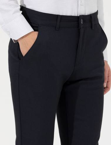 Lacivert Slim Fit Kanvas Pantolon