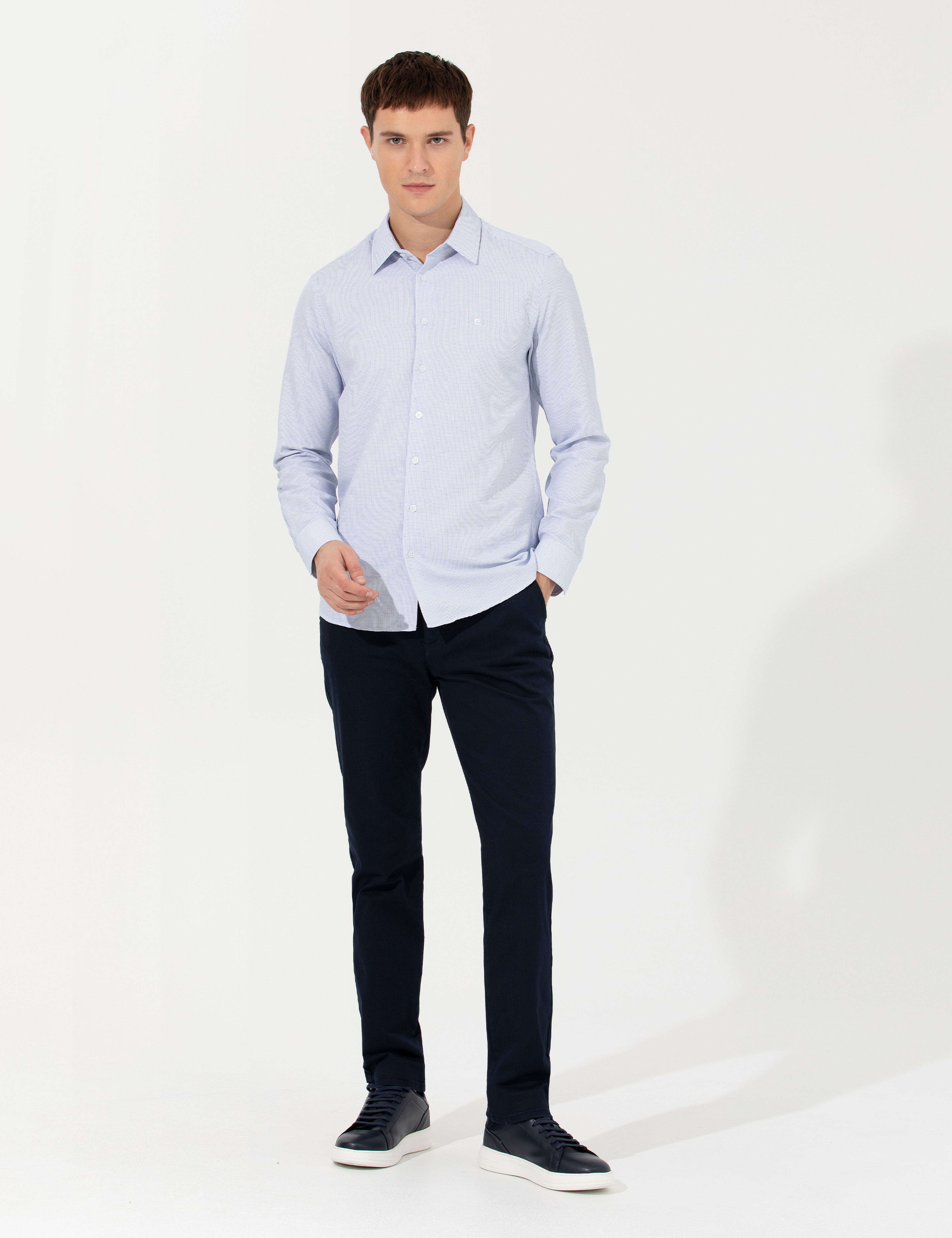 Lacivert Regular Fit Kanvas Pantolon