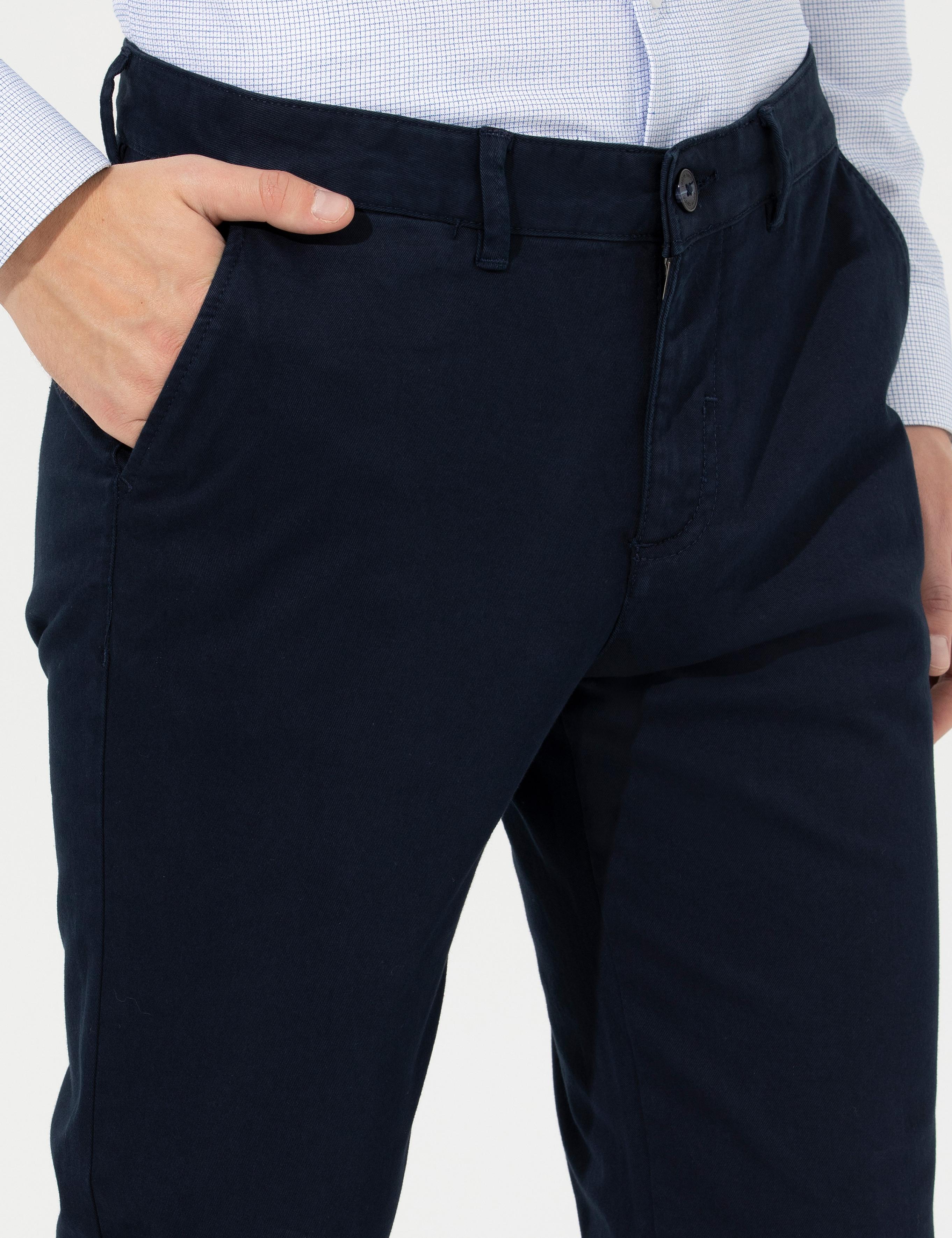 Lacivert Regular Fit Kanvas Pantolon