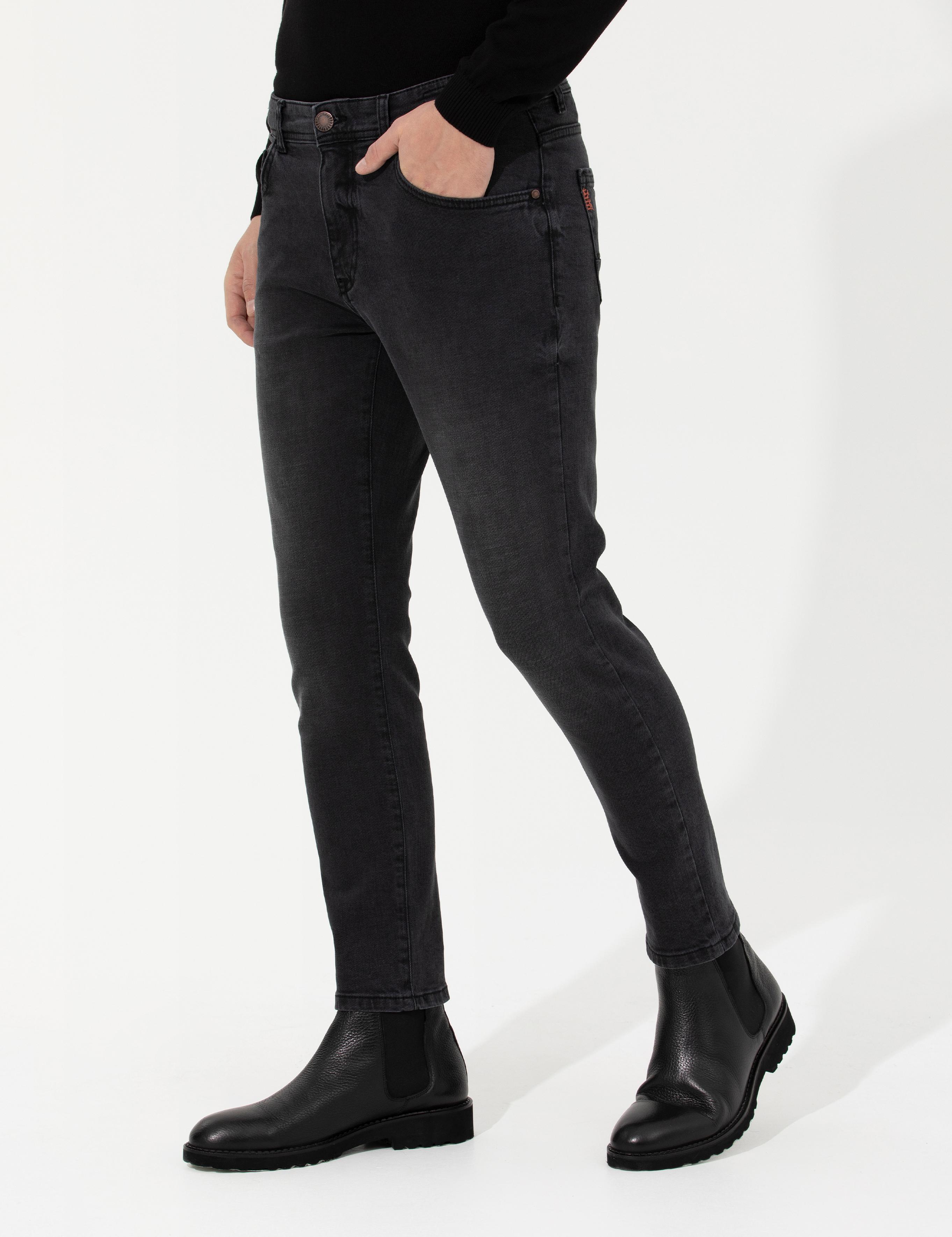 Antrasit Slim Fit Jean Pantolon