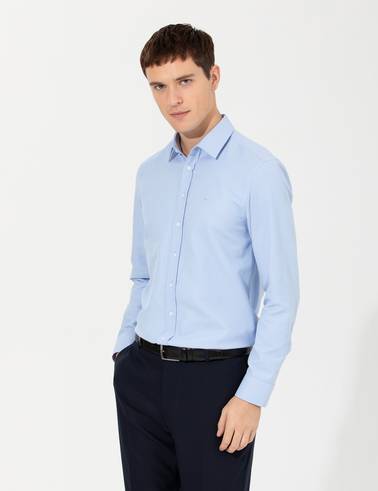 Koyu Mavi Slim Fit Oxford Gömlek