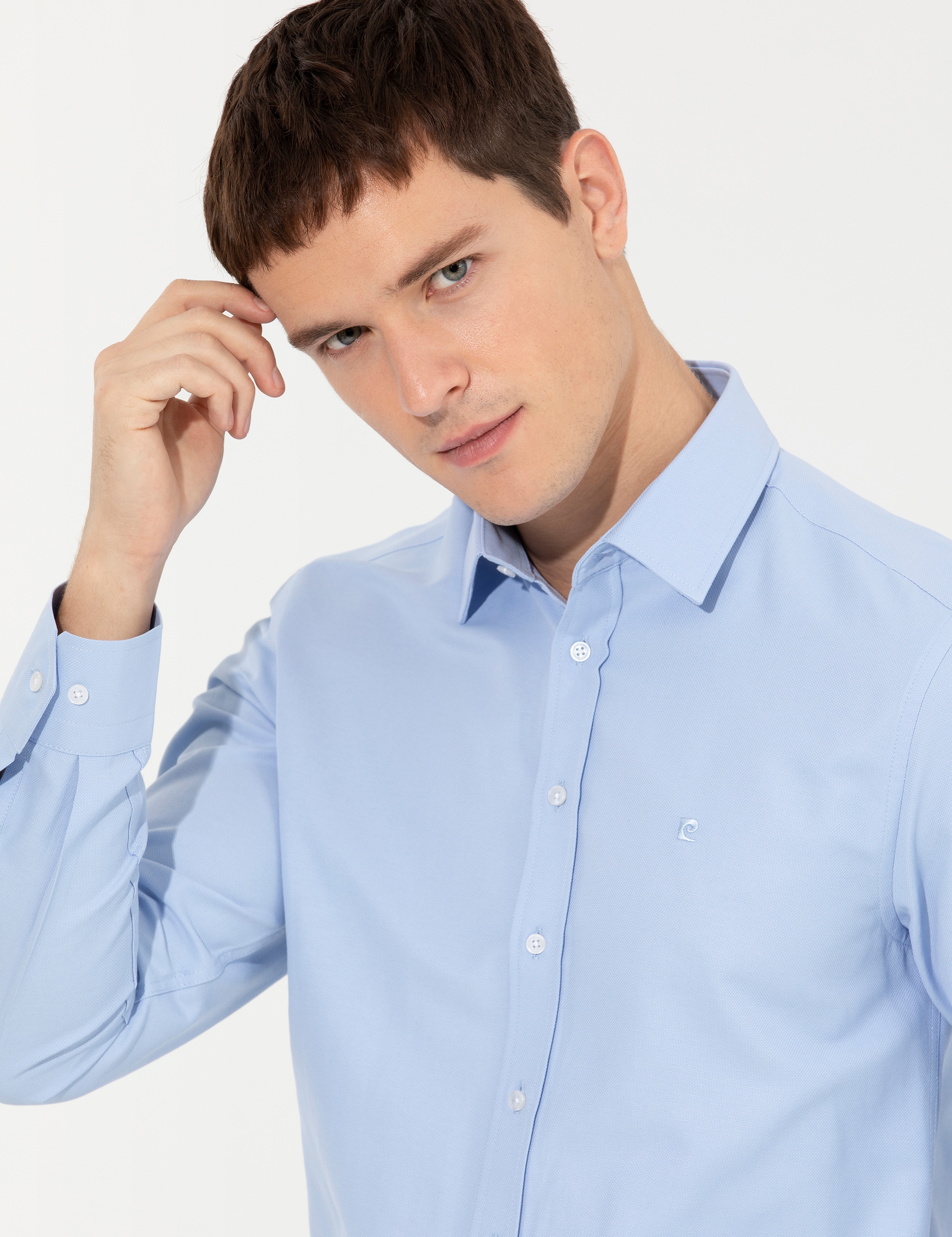 Koyu Mavi Slim Fit Oxford Gömlek - Image 2