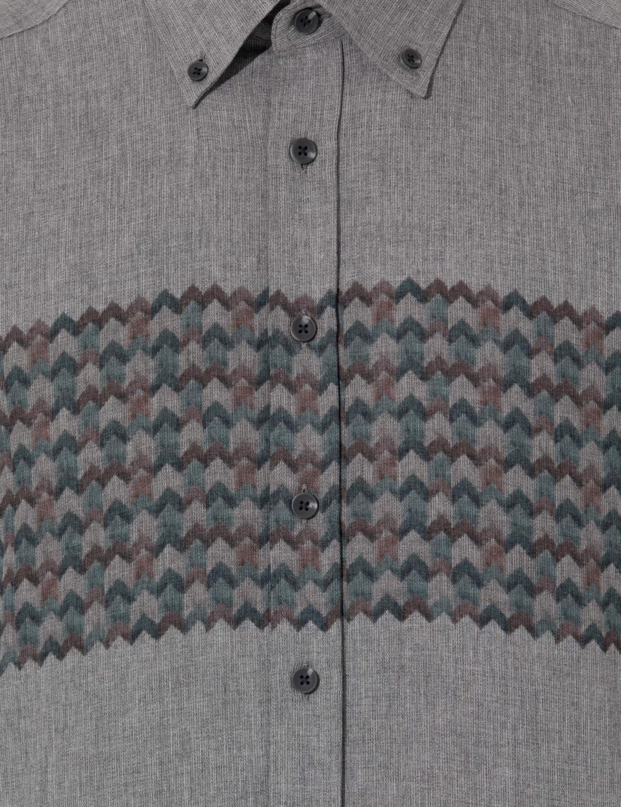 Açık Gri Slim Fit Uzun Kollu Gömlek