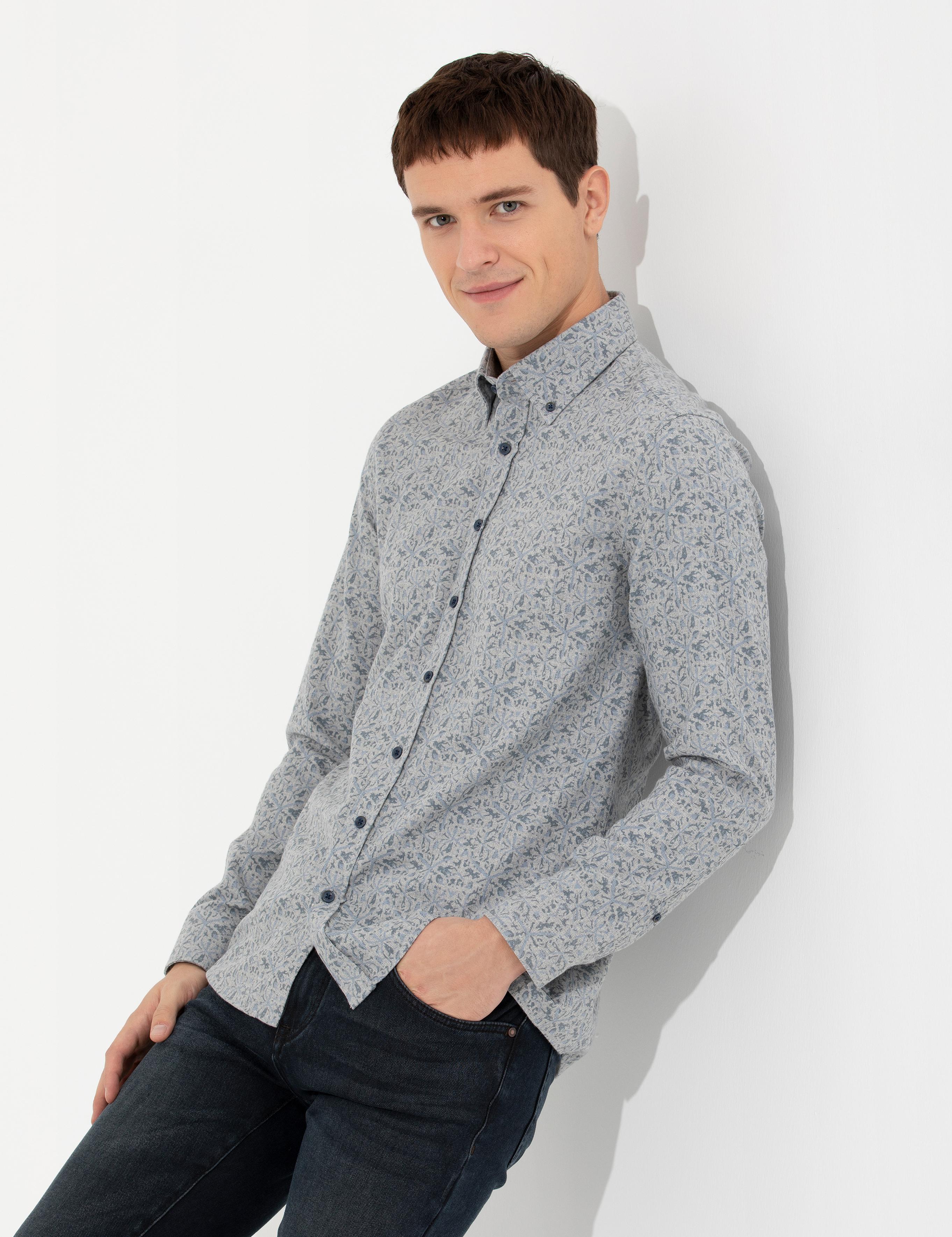 Mavi Slim Fit Uzun Kollu Gömlek