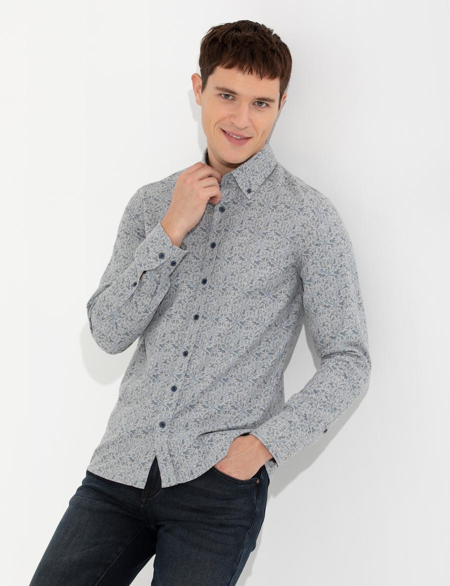 Mavi Slim Fit Uzun Kollu Gömlek