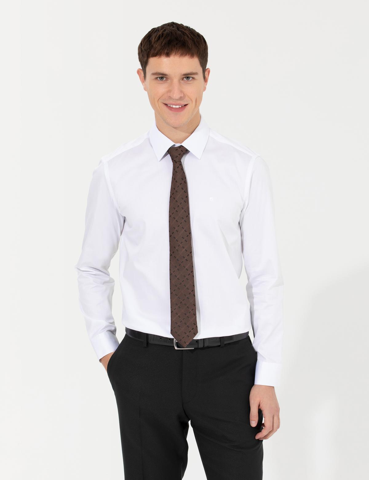 Beyaz Slim Fit Uzun Kollu Klasik Gömlek