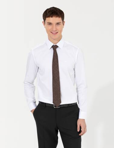 Beyaz Slim Fit Uzun Kollu Klasik Gömlek