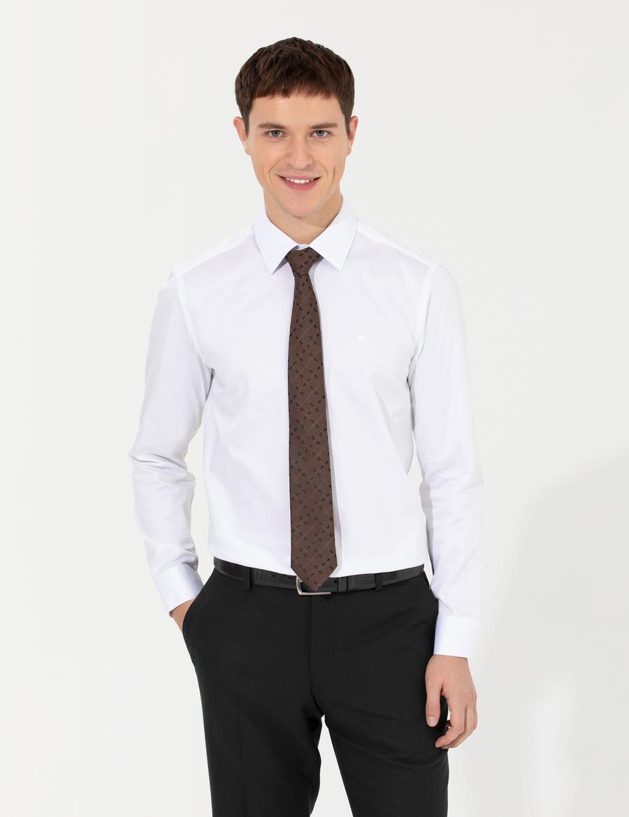 Beyaz Slim Fit Uzun Kollu Klasik Gömlek