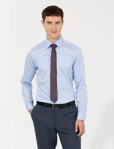 Koyu Mavi Slim Fit Uzun Kollu Klasik Gömlek
