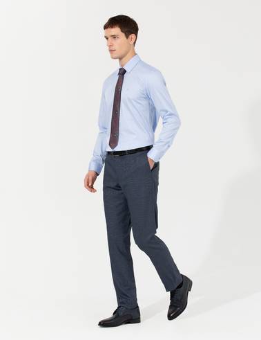 Koyu Mavi Slim Fit Uzun Kollu Klasik Gömlek