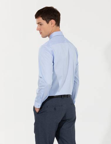 Koyu Mavi Slim Fit Uzun Kollu Klasik Gömlek