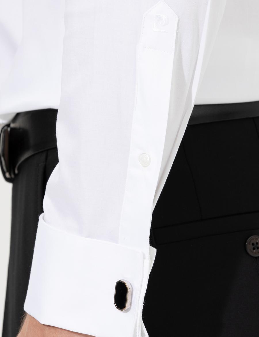 Beyaz Ex. Slim Fit Smokin Gömlek