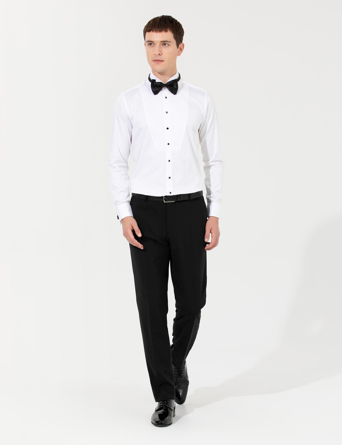 Beyaz Ex. Slim Fit Smokin Gömlek - 50258977007