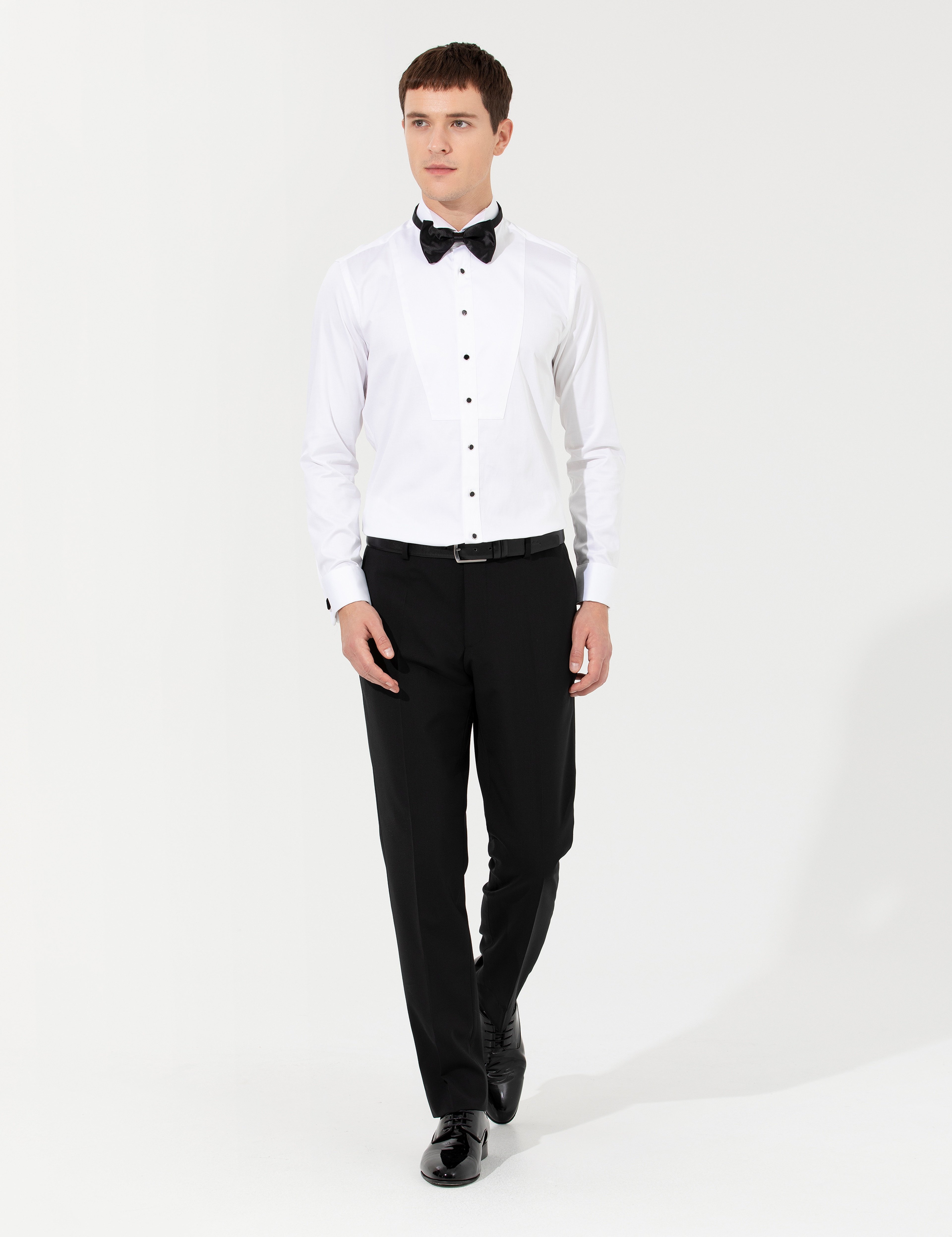 Beyaz Ex. Slim Fit Smokin Gömlek - Image 4